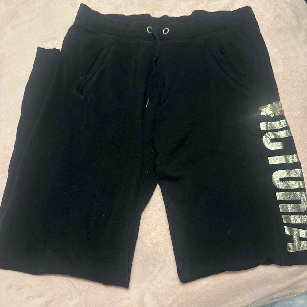 Victoria's Secret Black Joggers with Elastic Waistband and Tapered Legs